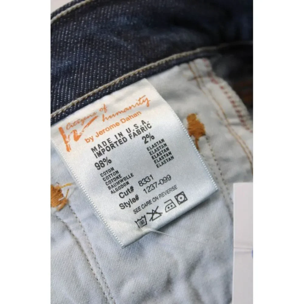 C of H Los Angeles Womens Cuffed Ava Low Rise Straight Leg Jeans Blue Size 25